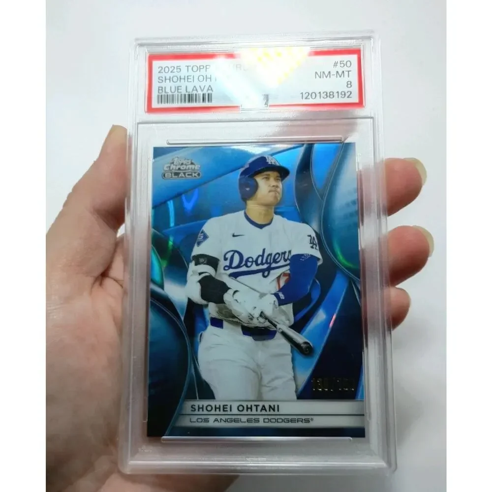 2025 Topps Chrome Black Shohei Ohtani #50 Blue Lava Refractor SP 138/150 PSA